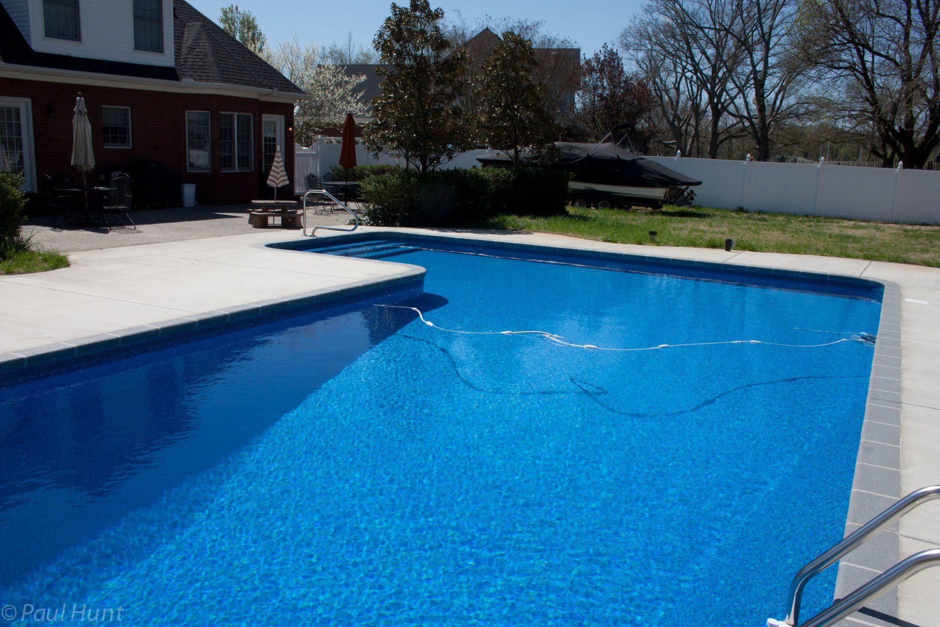 Swimming pool in back of luxury home