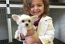 Girl hugging a dog