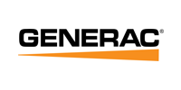 Generac logo: Black text with orange stripe.