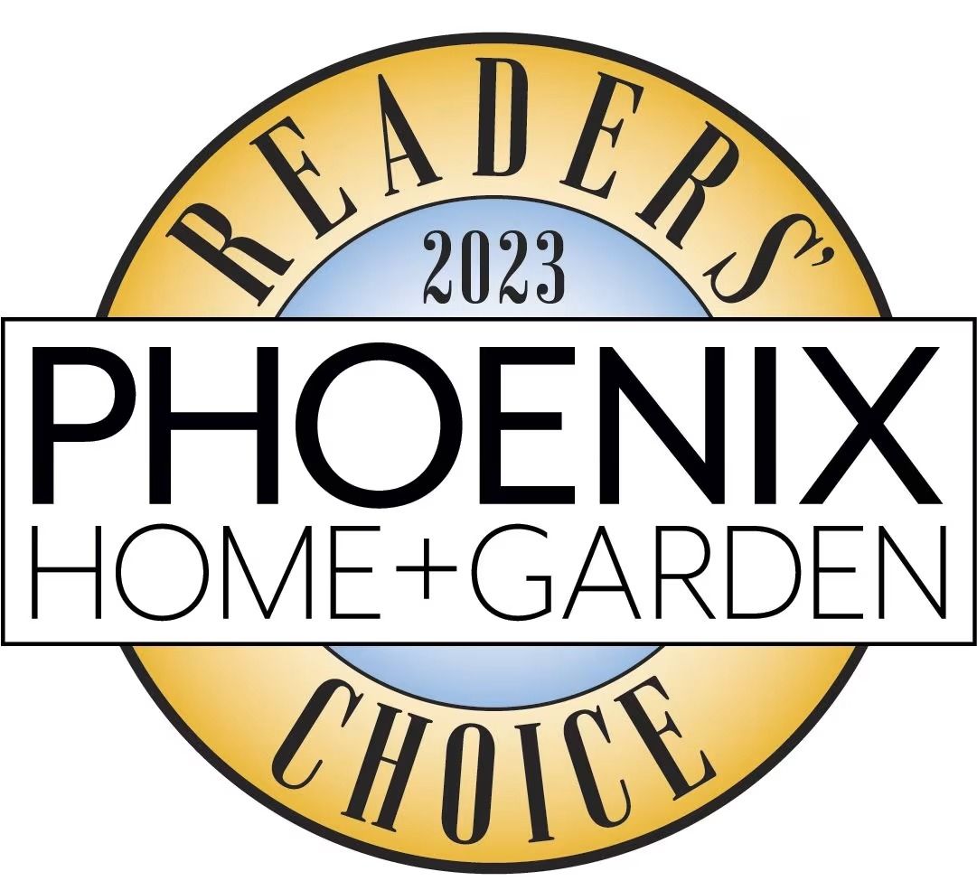 Phoenix Home + Garden 2023 Readers’ Choice award badge in gold and black.
