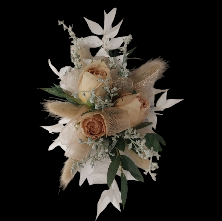 A bouquet of flowers on a black background