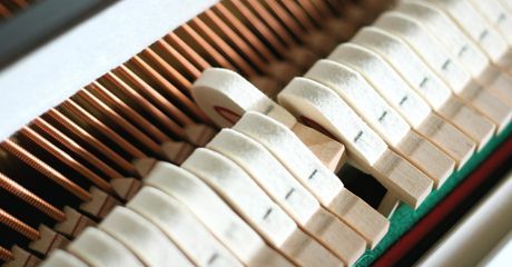 Close up of an inside of a piano