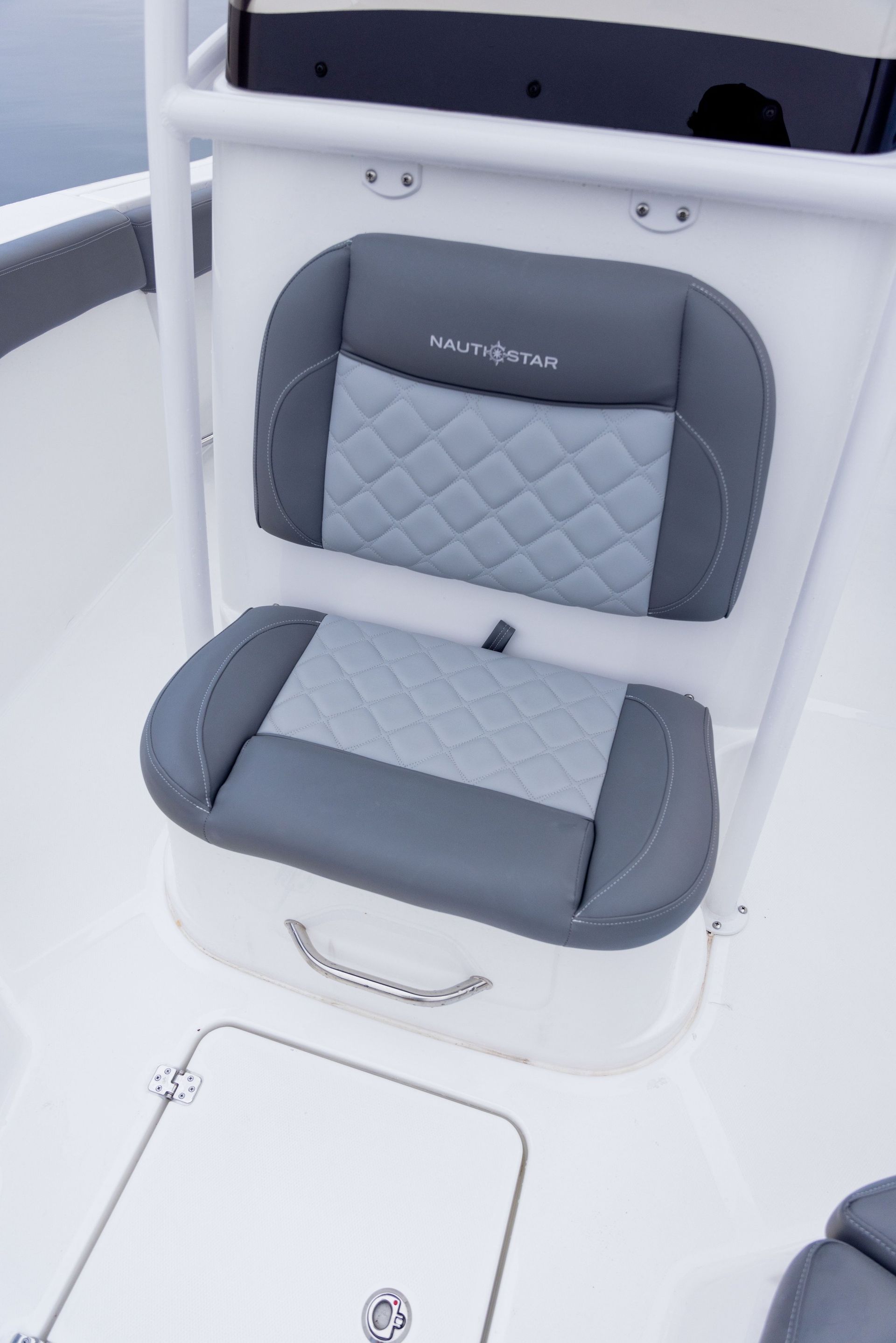 A close up of a seat on a boat.