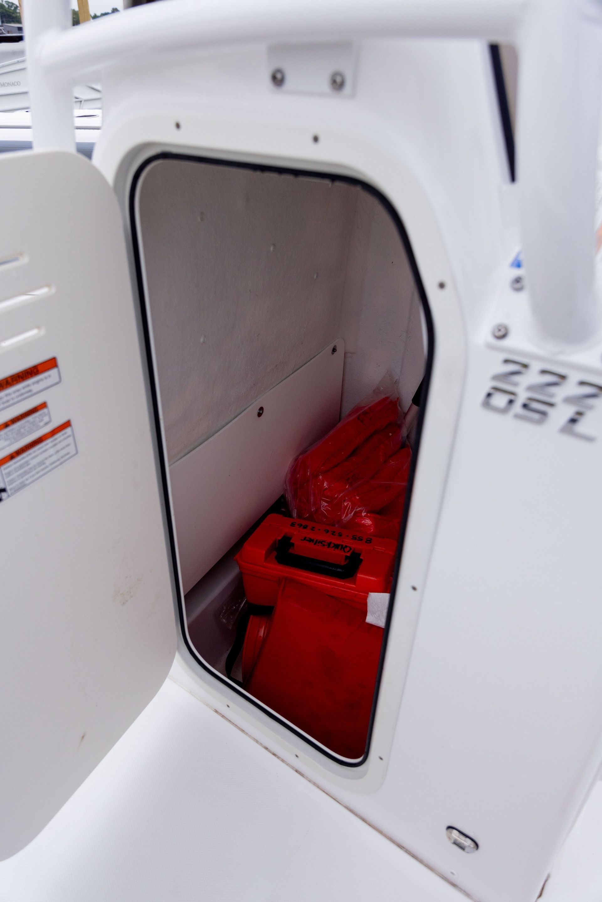 A boat with the number 727 on the side