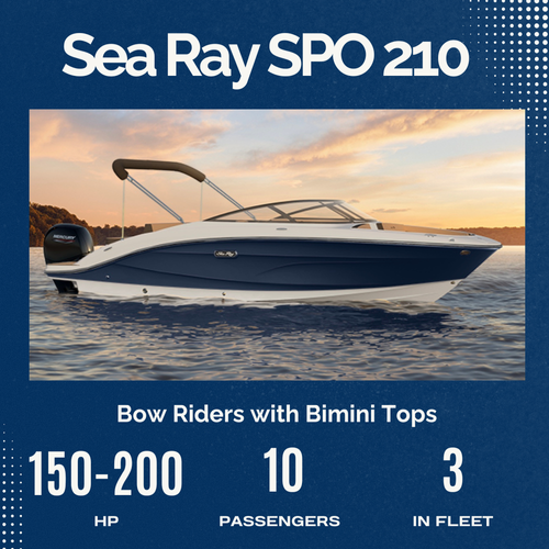 Sea ray sp0 210 bow riders with bimini tops