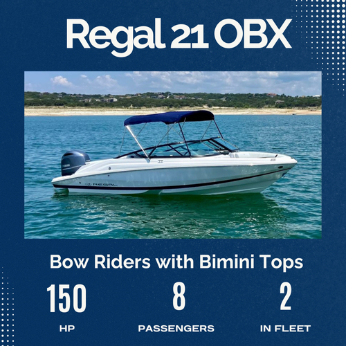 A regal 21 obx bow riders with bimini tops 150 8 2 passengers in fleet