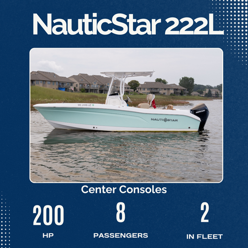 A nautica star 222l center console boat with 8 passengers in fleet