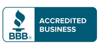BBB Accredited Business logo with teal and white design