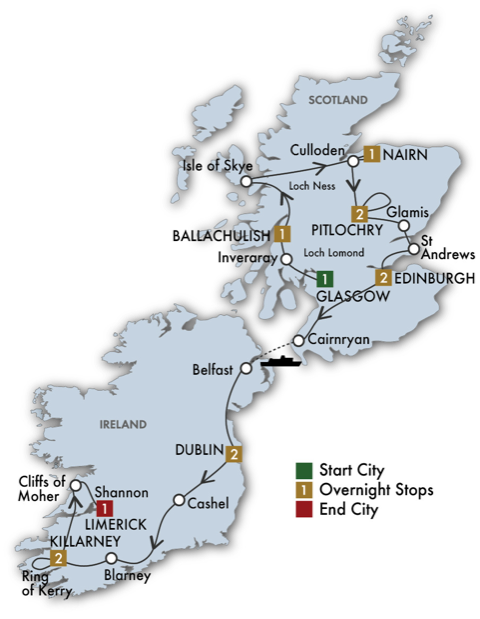 Map of Scotland and Ireland