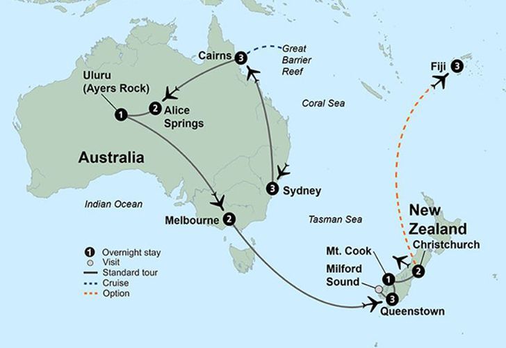 Australia’s Outback to New Zealand’s South Island (with optional 3-night Fiji post-tour extension)