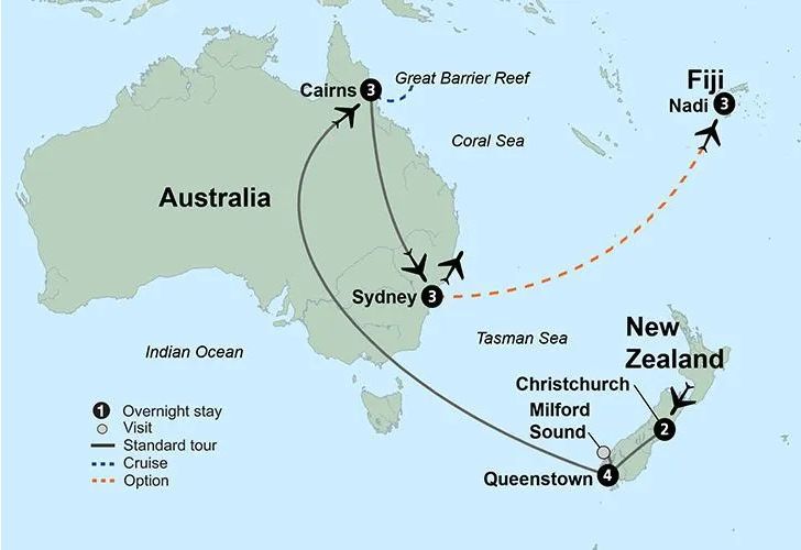 Australia and New Zealand (with optional 3-night extension to Fiji)