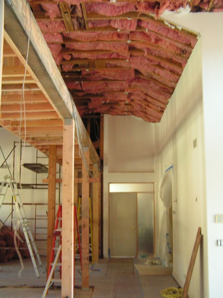 A room with a ceiling that is being remodeled