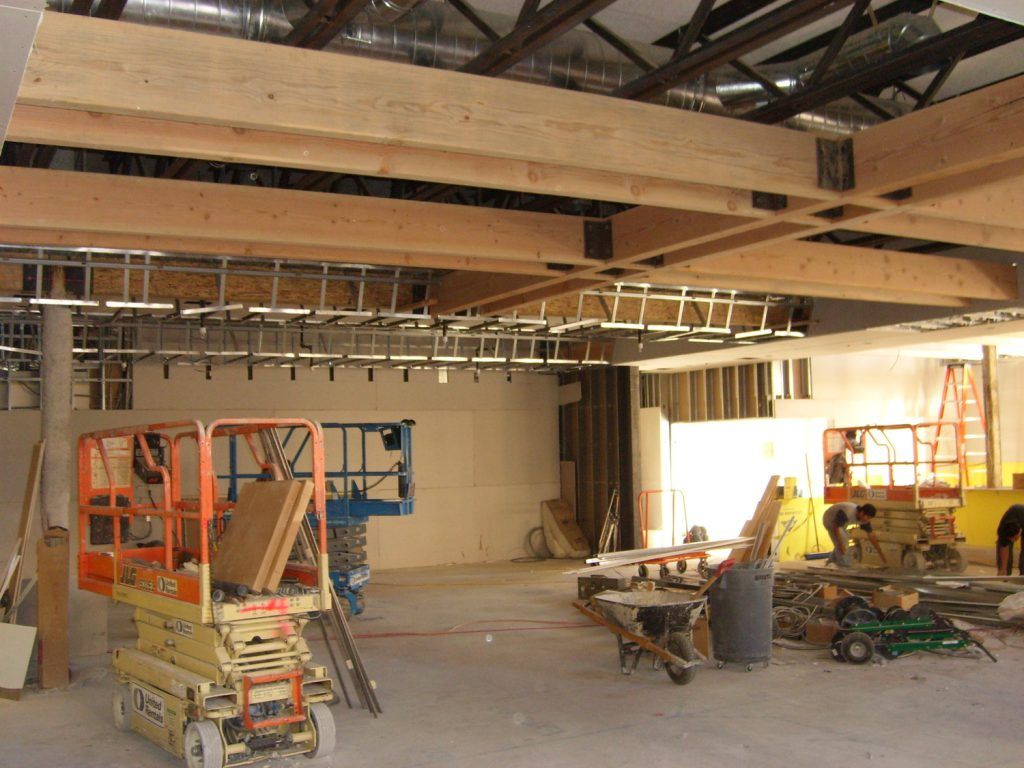 A large room with a lot of machinery in it