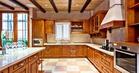 Beautiful kitchen with wooden cabinets