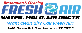 Company logo for Fresh Air, specialized in restoration and cleaning services for water, mold, and air ducts.