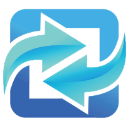 A blue square icon featuring two white, curved arrows pointing in opposite directions, suggesting a synchronization process.