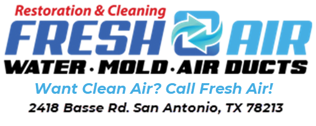 Company logo for Fresh Air, specialized in restoration and cleaning services for water, mold, and air ducts.