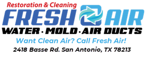 Company logo for Fresh Air, specialized in restoration and cleaning services for water, mold, and air ducts.