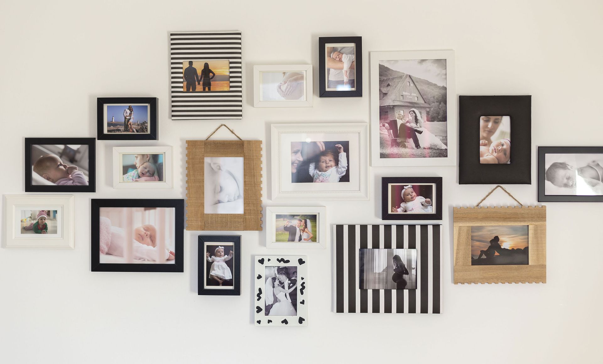 A wall with a lot of pictures on it