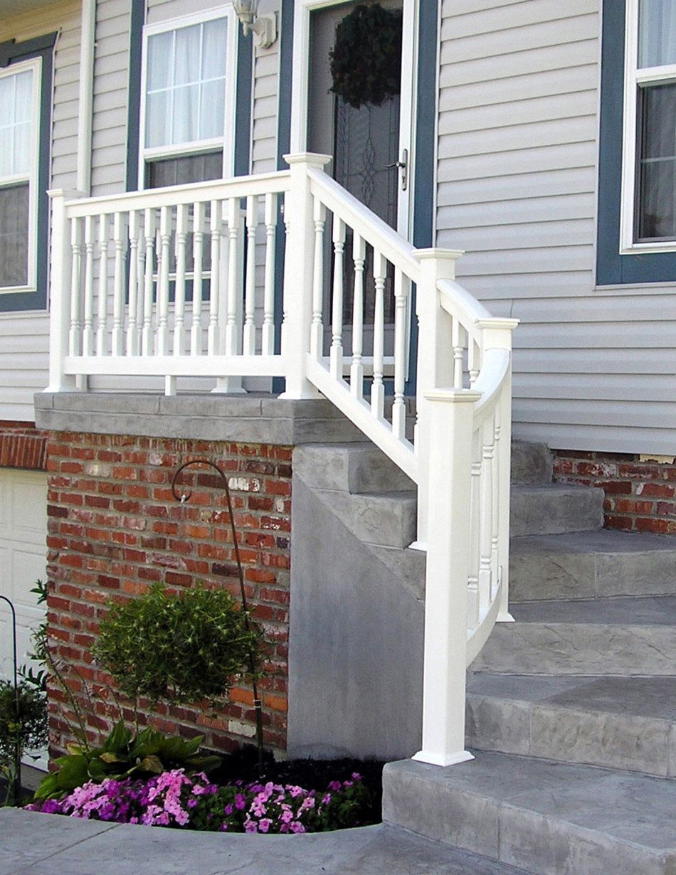 Concrete stair with railings after