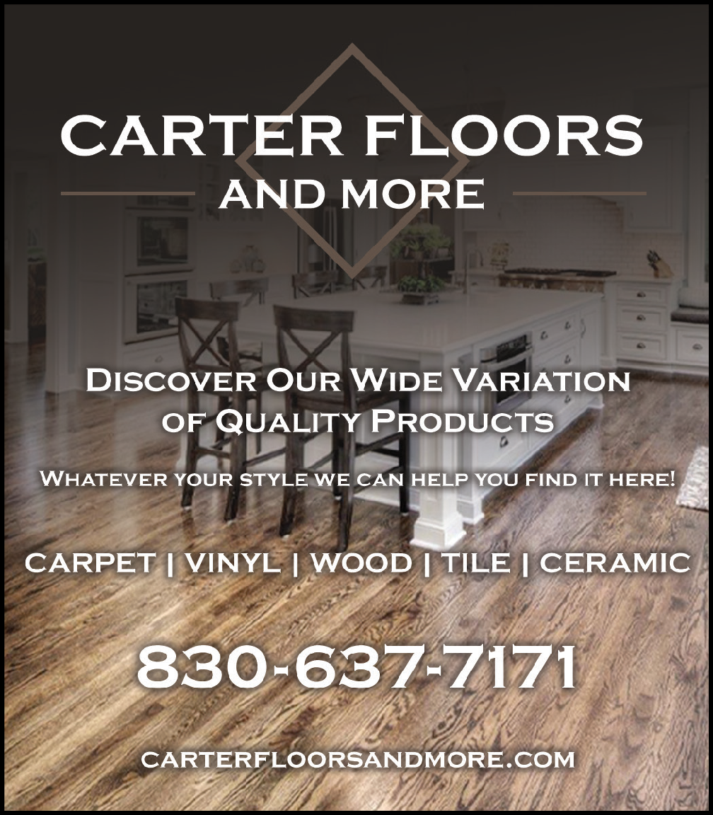 An advertisement for Carter Floors and More.