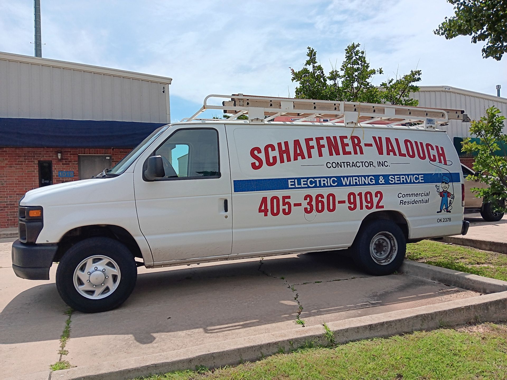 White van with the logo 