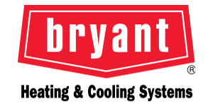 Bryant Heating & Cooling Systems logo: white text bryant in a red hexagonal frame, with text Heating & Cooling Systems below.