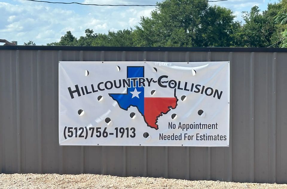 A sign that says hill country collision on it