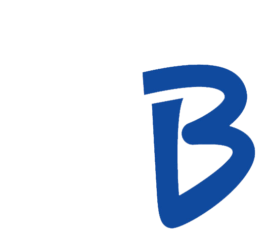 A red and blue ab logo on a white background