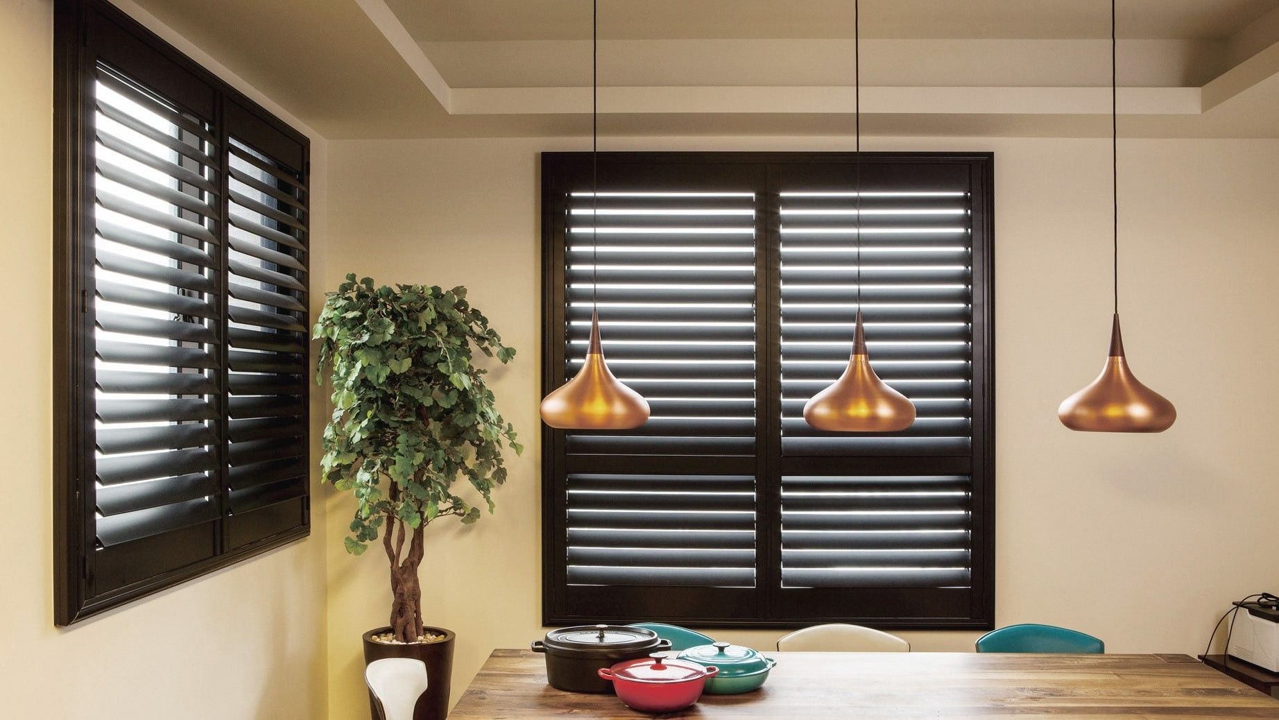 plantation shutters in the dining room