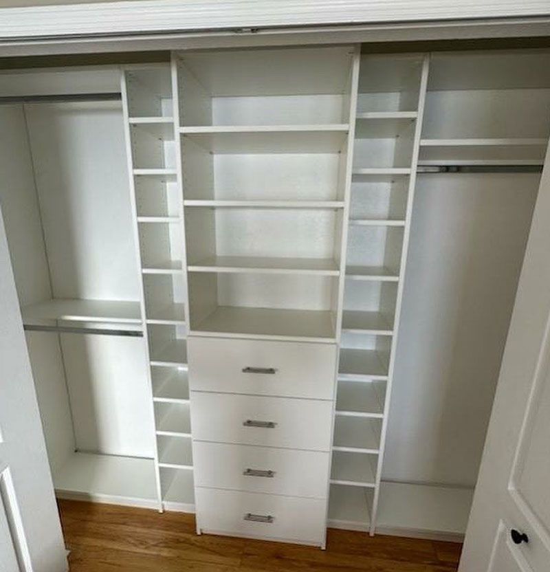 Closet with shelves and drawers