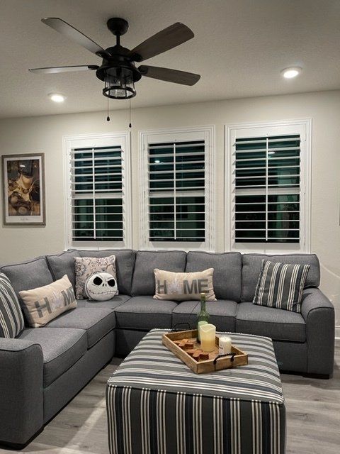 Living room window shutters