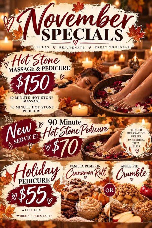 Affinity Day Spa & Salon hiring nail tech and stylist; bold white text on dark background with contact info