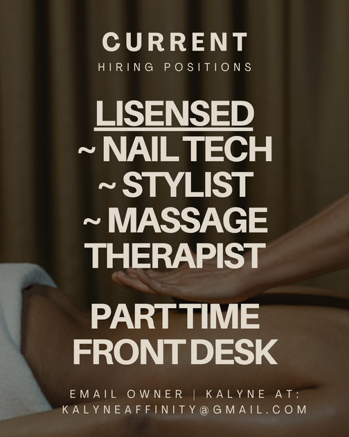 Announcement for Affinity Day Spa & Salon. New ownership. No refunds after Jan 1, 2016. Honoring gift cards and packages.