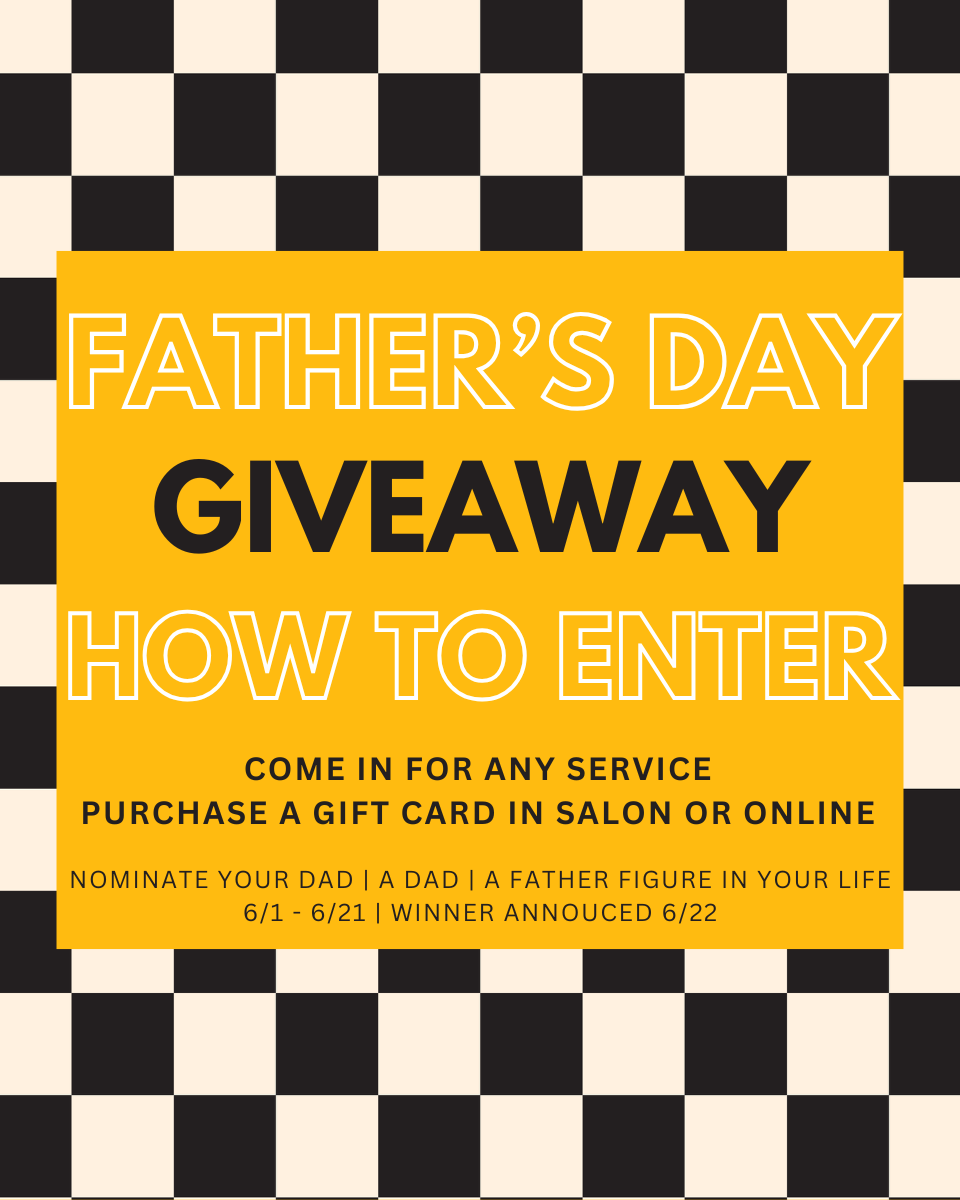 Black and gold Father’s Day giveaway poster with entry details and gift card purchase info
