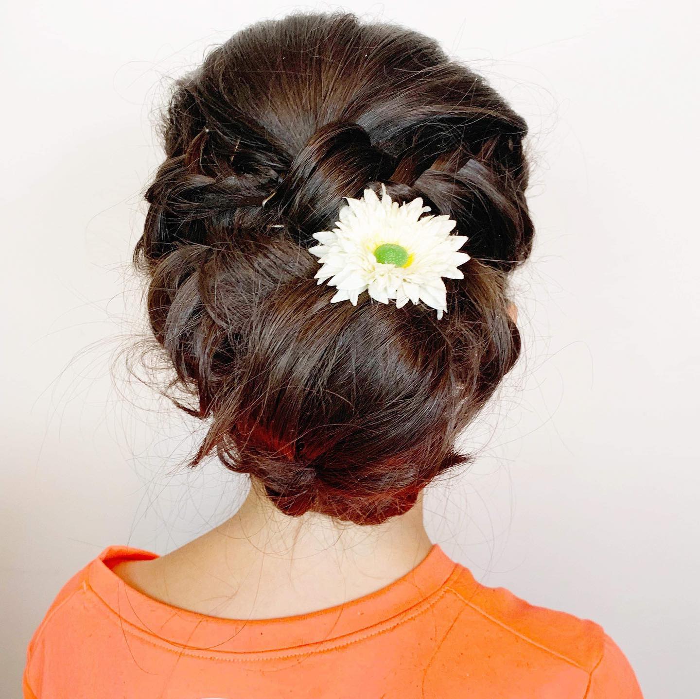 Hair with floral accent