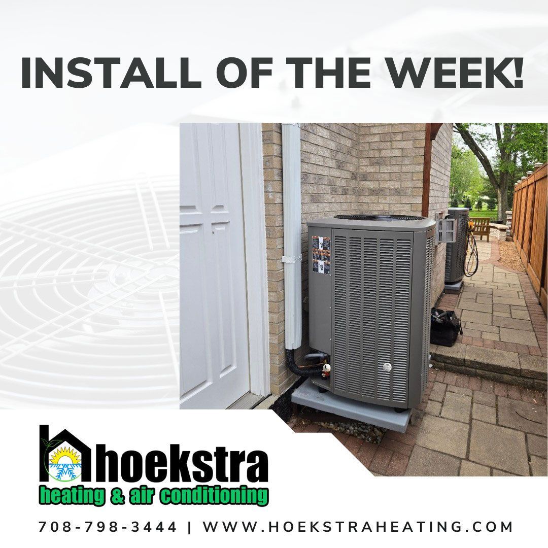 An advertisement for hoekstra heating and air conditioning
