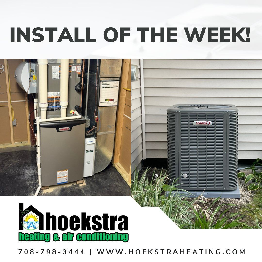 A picture of an air conditioner and a picture of a furnace.