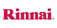 Rinnai logo in red text on a white background.
