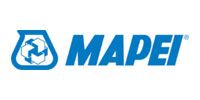 Blue Mapei logo with a stylized chemical flask and the company name.