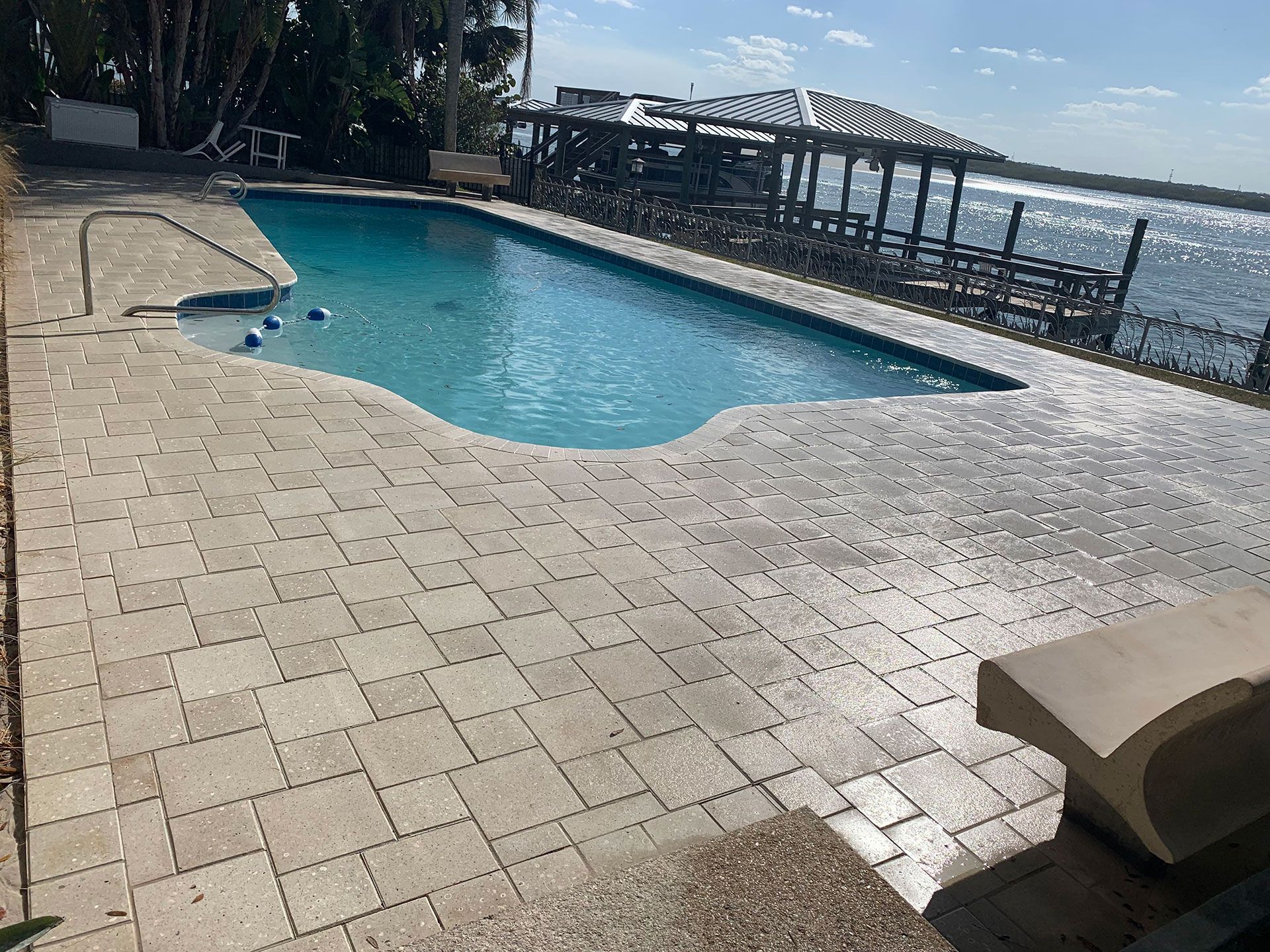custom-shaped pool by the sea