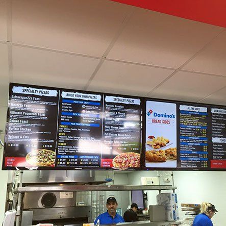 The inside of a domino 's pizza restaurant