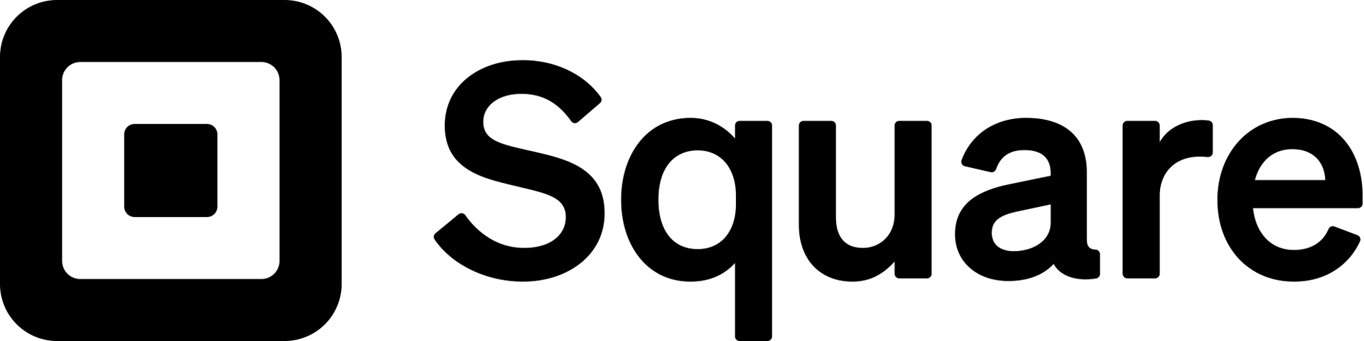 Square logo with black wordmark and rounded square icon on white background