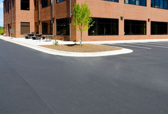 Commercial building parking lot