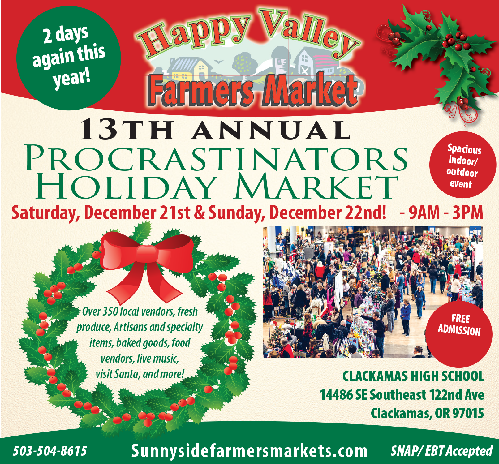 2024 13th Annual Procrastinators Holiday Market flyer