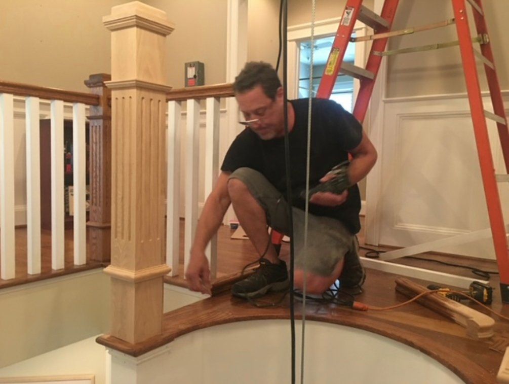 man at the top of Pneumatic Vacuum Elevator