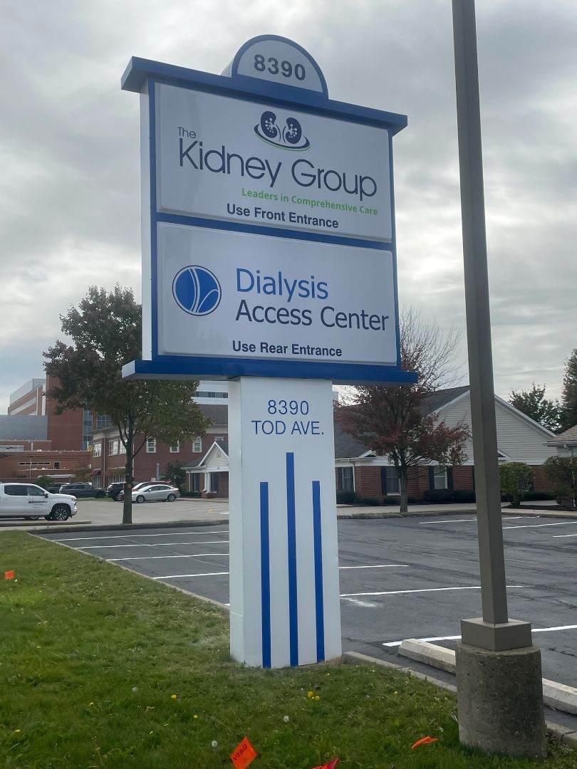 a sign for the kidney group dialysis access center