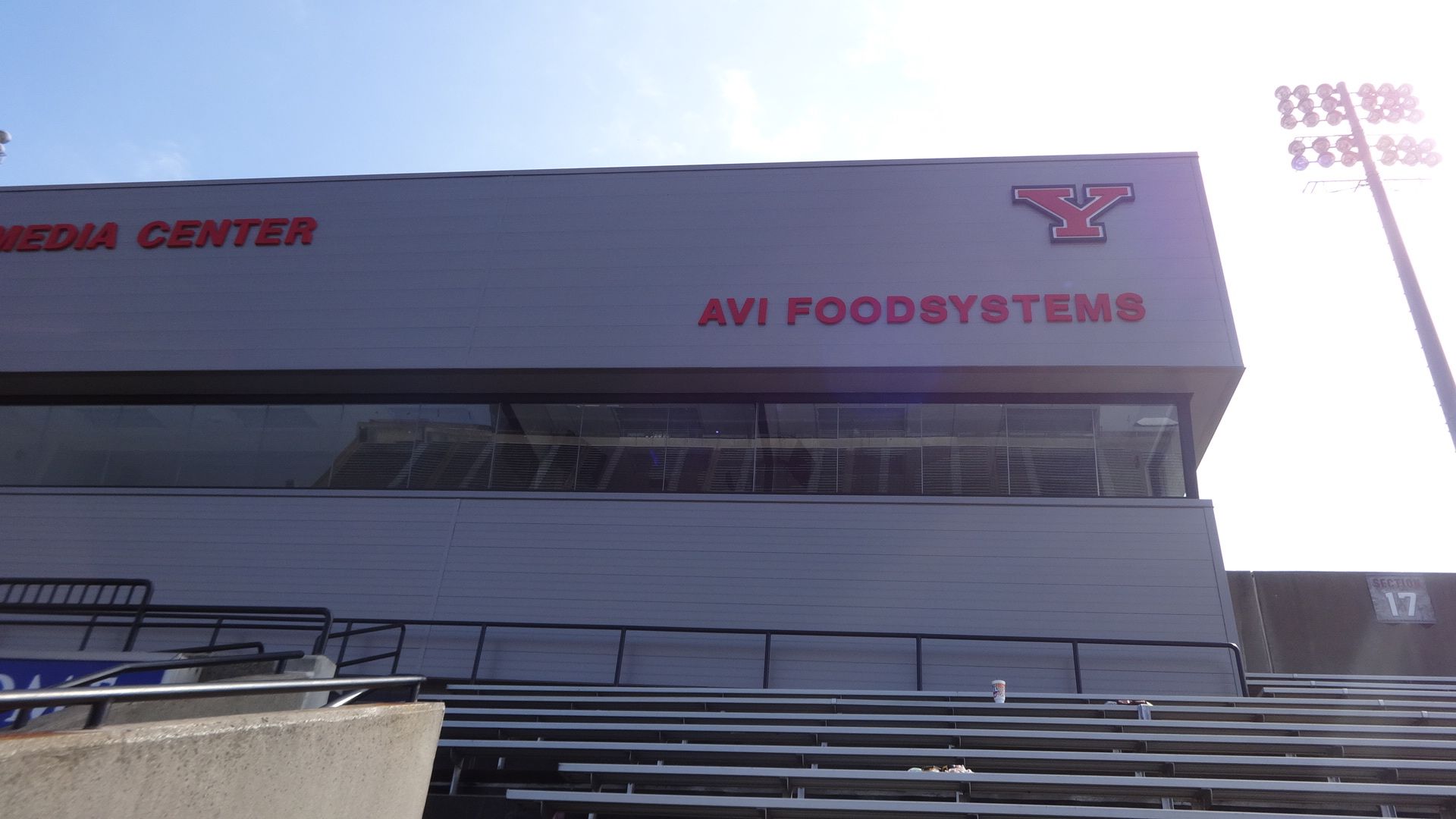 a large building with the words avi foodsystems on it