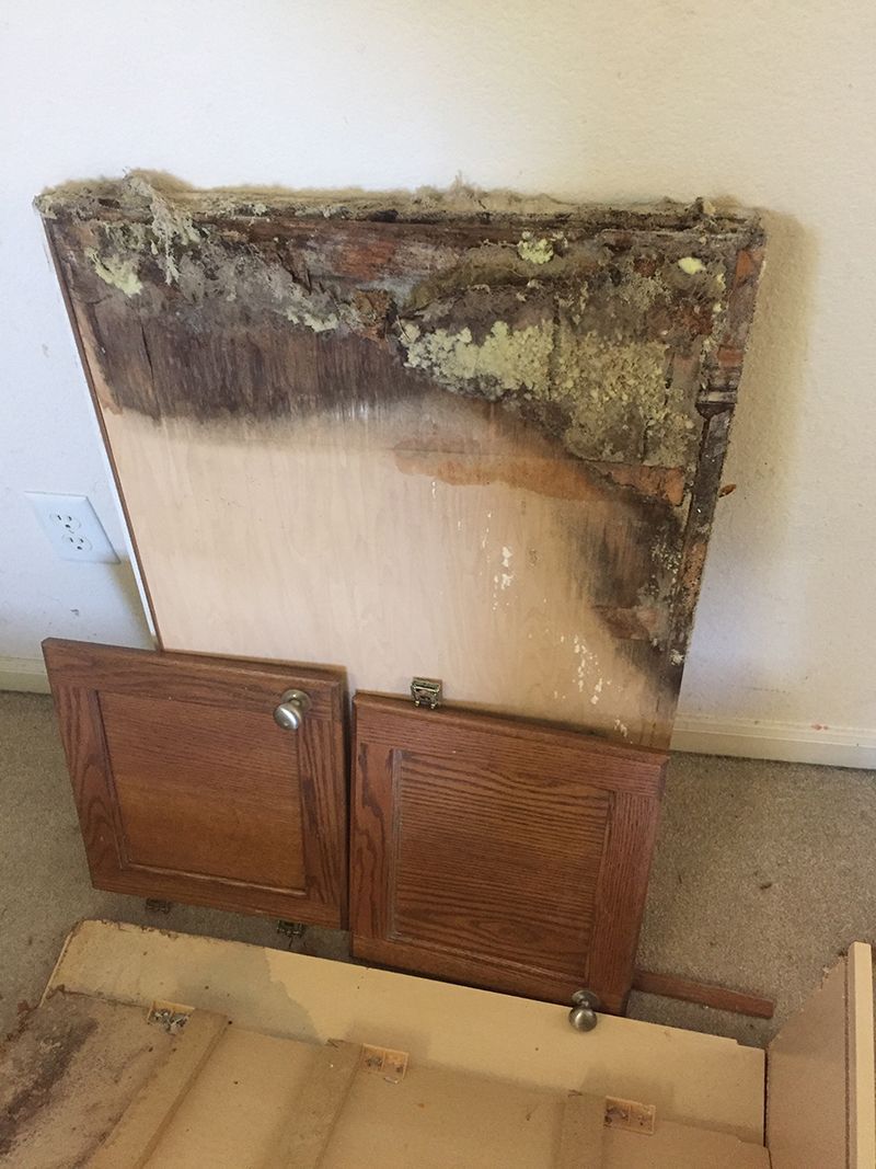 A piece of wood is sitting on top of a staircase next to a wall.