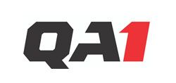 The logo for QA1, featuring the black letters 
